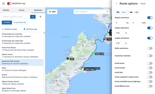 Route-planner-ETA-tool-address-select-function