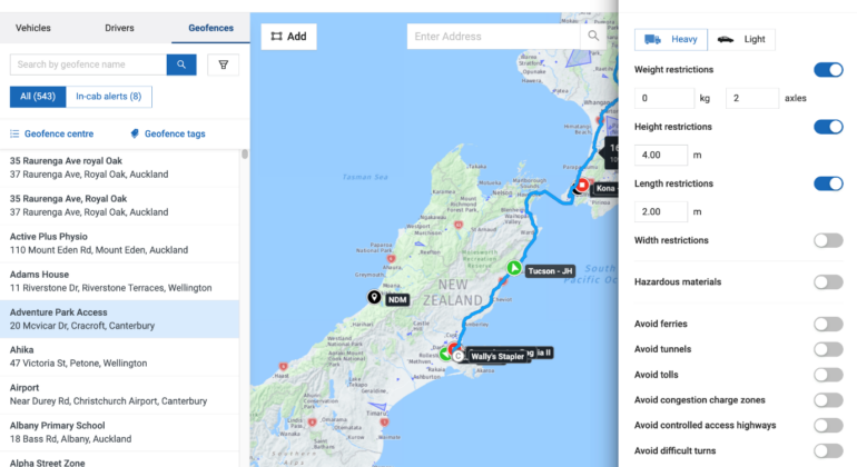 Route-planner-ETA-tool-address-select-function