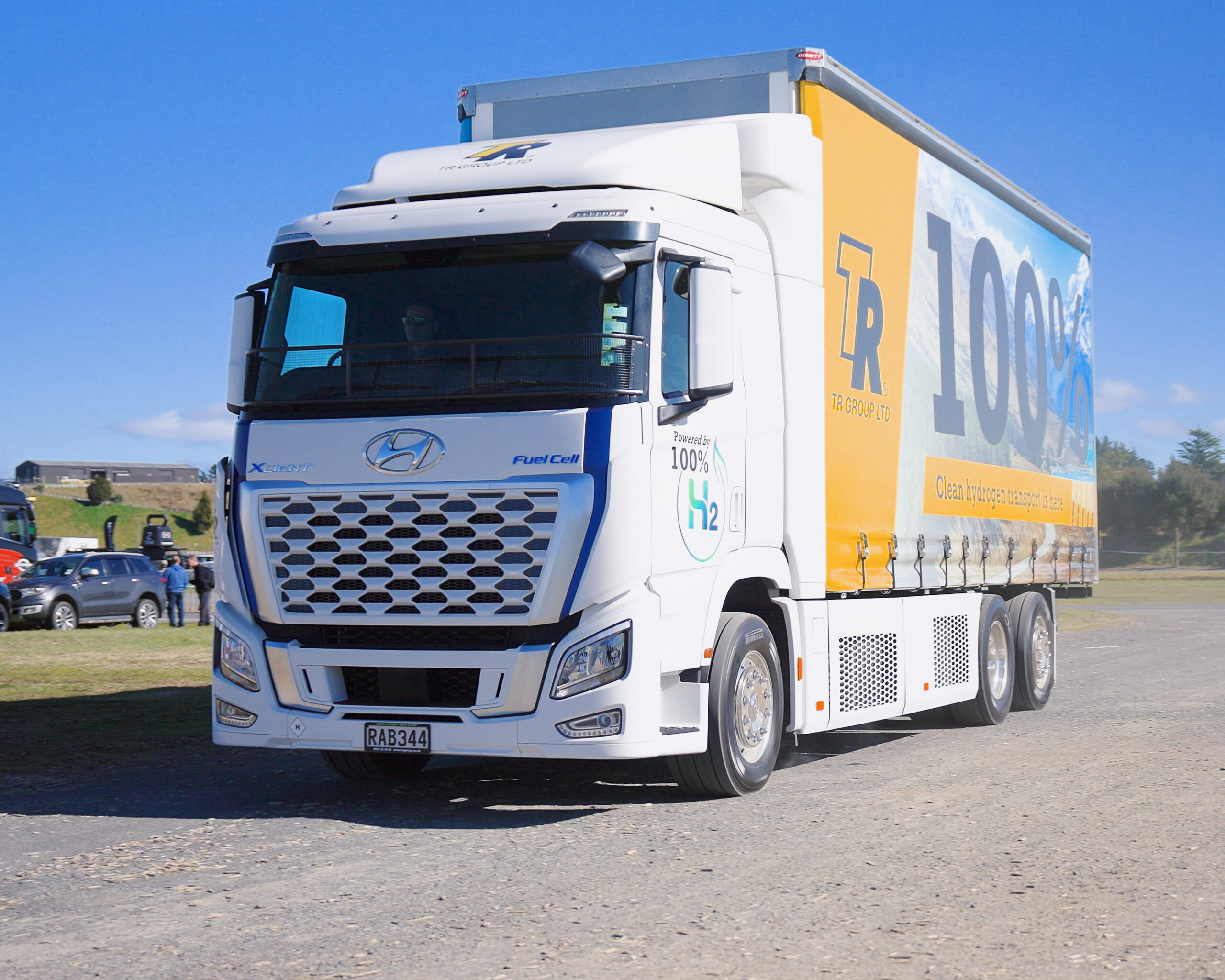 One of TR Group's Hydrogen powered trucks being test driven around the track at EROAD Fleet Days 2026